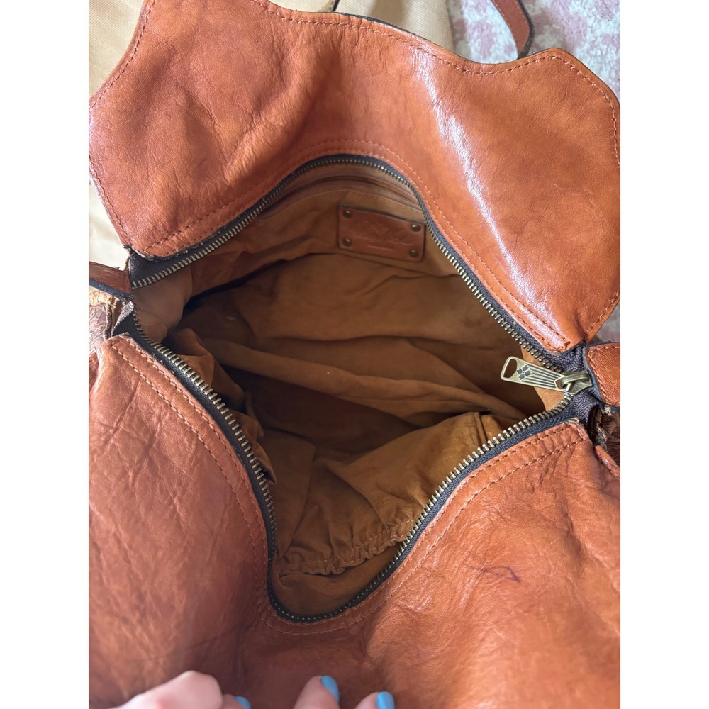 Patricia Nash Tan Leather Metallic Paisley Embossed Hobo Shoulder Bag‎ Tote - Picture 3 of 5